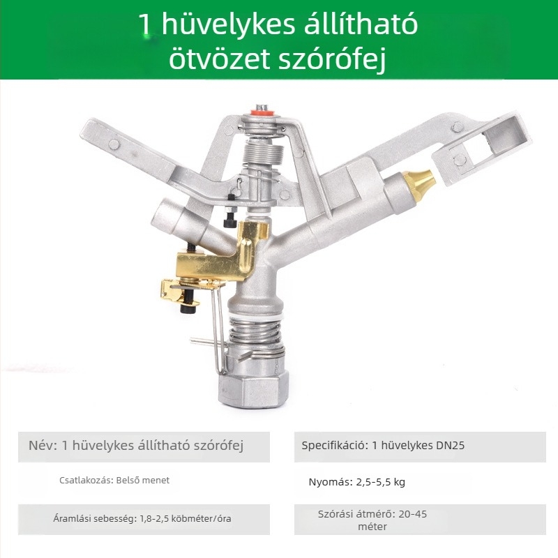 360°-os forgó öntözőfej gyephez, öntözéshez, lengő karos kivitel