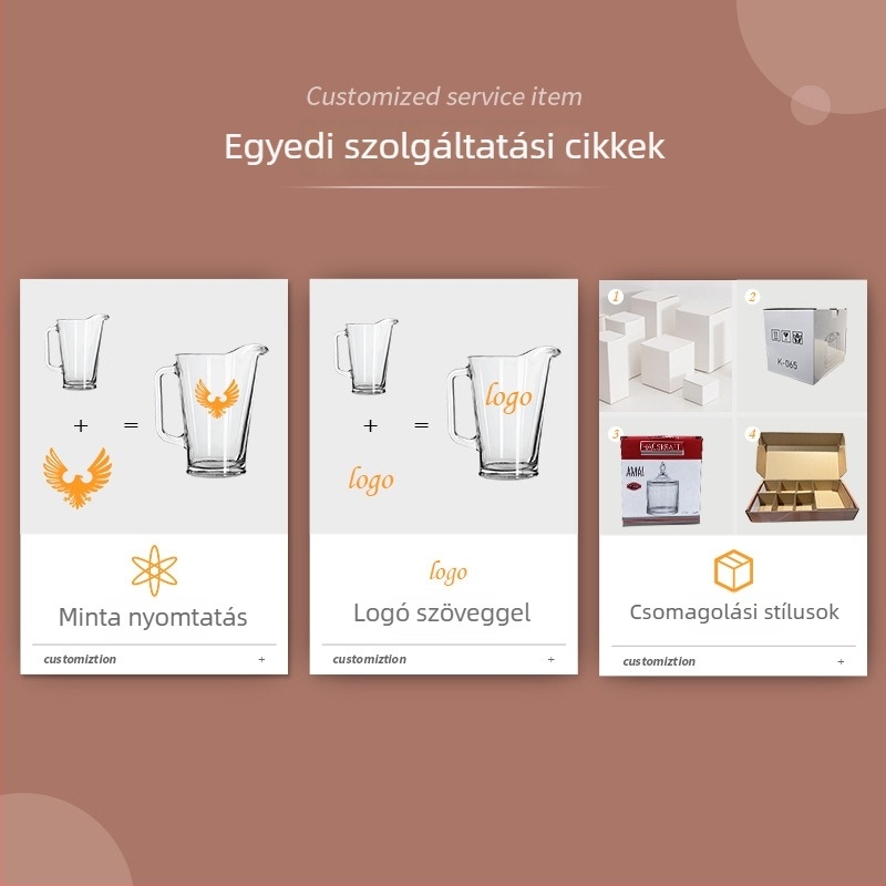 1,6L üveg víztartó kanna személyre szabott logóval – boroszilikát üveg bárhoz és étteremhez