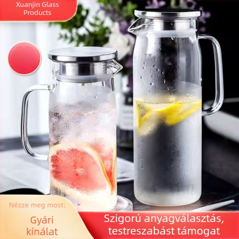 Hidegvíz-kancsó boroszilikát üvegből, hőálló, nagy kapacitású, átlátszó, letisztult minimalist design háztartási használatra