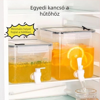 Jin Ying Da műanyag nagy kapacitású italadagoló, meleg és hideg italokhoz, csappal, gyümölcstea, tejes tea és gyümölcslé számára, otthoni és kávézói használatra, kalapált textúrával
