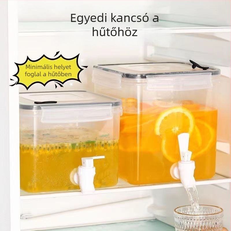 Jin Ying Da műanyag nagy kapacitású italadagoló, meleg és hideg italokhoz, csappal, gyümölcstea, tejes tea és gyümölcslé számára, otthoni és kávézói használatra, kalapált textúrával
