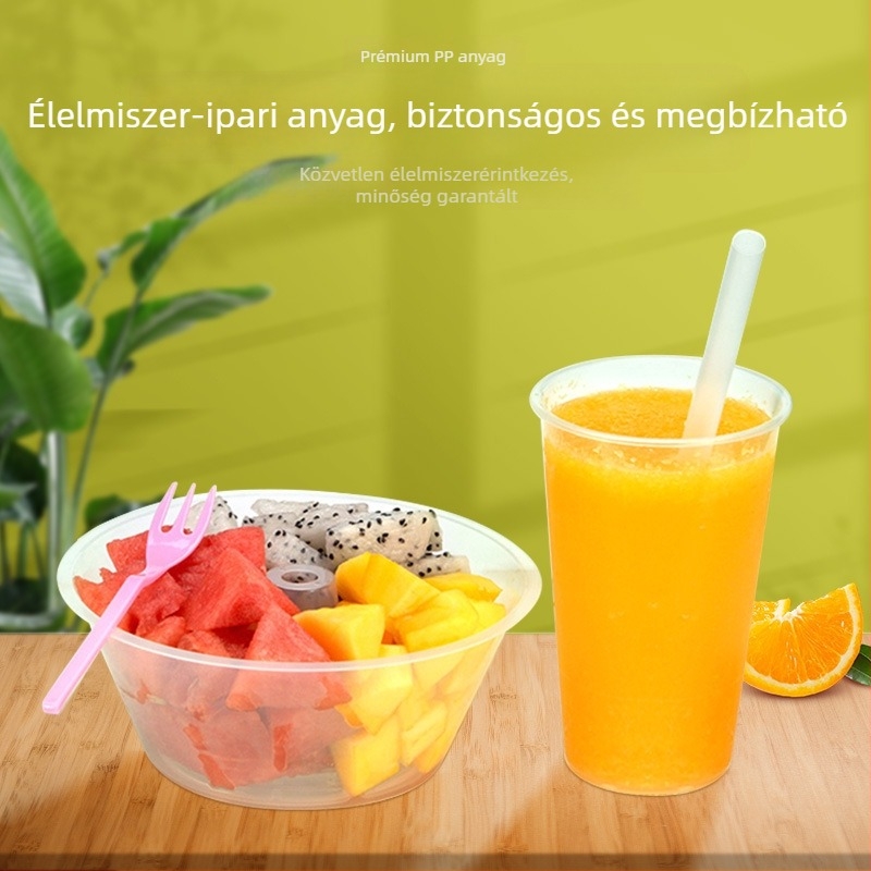 Egyszer használatos, megnövelt vastagságú hot pot pohár tartóval, tej-tea, sült csirke és gyümölcsök számára