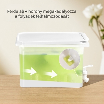 Nagyméretű hidegvíz kancsó csappal, hőálló műanyag tömítés, ferde kivitel, 4 L