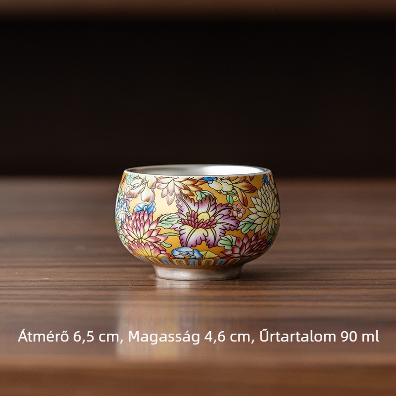 National Treasure Kiln teáscsésze ezüst bevonattal, luxus kerámia teáscsésze díszdobozban, személyre szabott logó