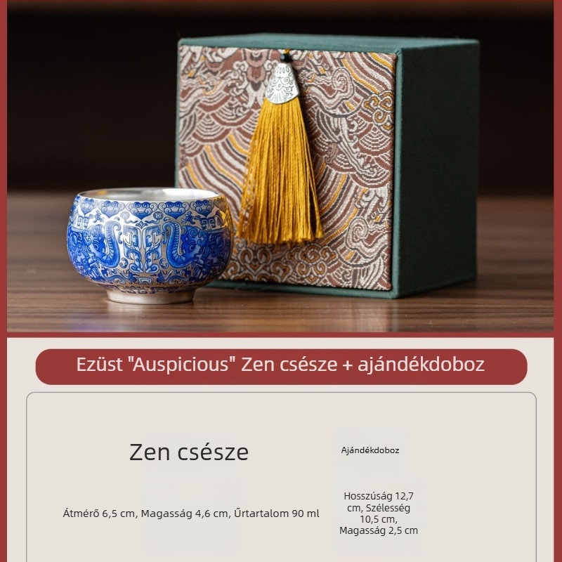 National Treasure Kiln teáscsésze ezüst bevonattal, luxus kerámia teáscsésze díszdobozban, személyre szabott logó