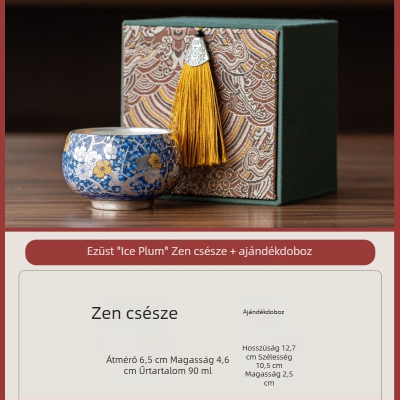 National Treasure Kiln teáscsésze ezüst bevonattal, luxus kerámia teáscsésze díszdobozban, személyre szabott logó