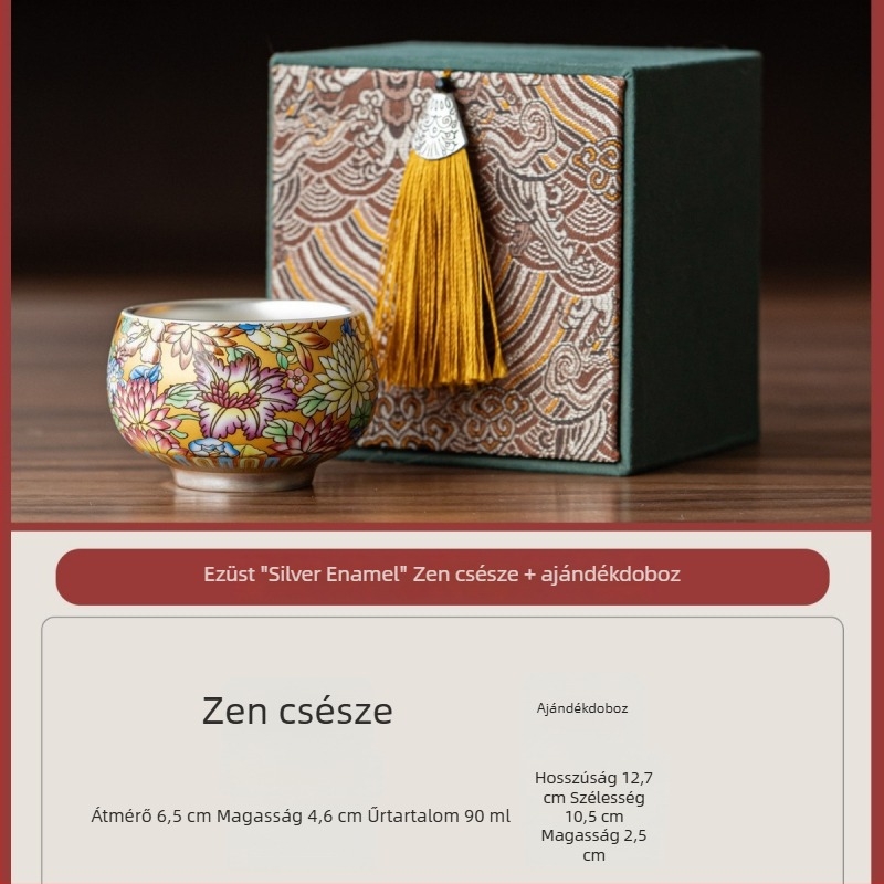 National Treasure Kiln teáscsésze ezüst bevonattal, luxus kerámia teáscsésze díszdobozban, személyre szabott logó