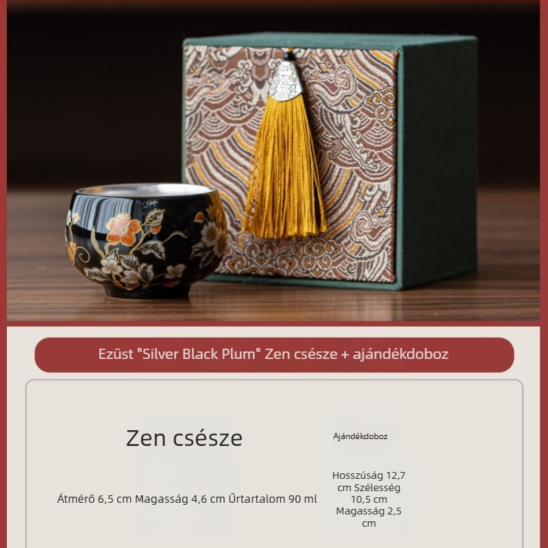 National Treasure Kiln teáscsésze ezüst bevonattal, luxus kerámia teáscsésze díszdobozban, személyre szabott logó