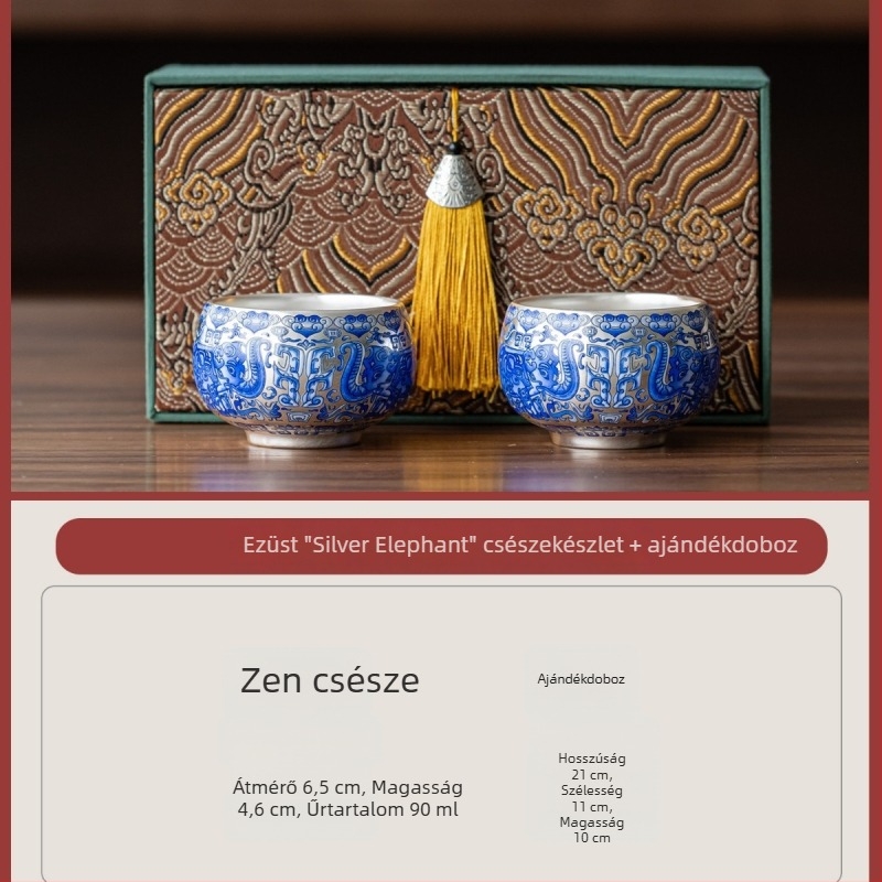 National Treasure Kiln teáscsésze ezüst bevonattal, luxus kerámia teáscsésze díszdobozban, személyre szabott logó