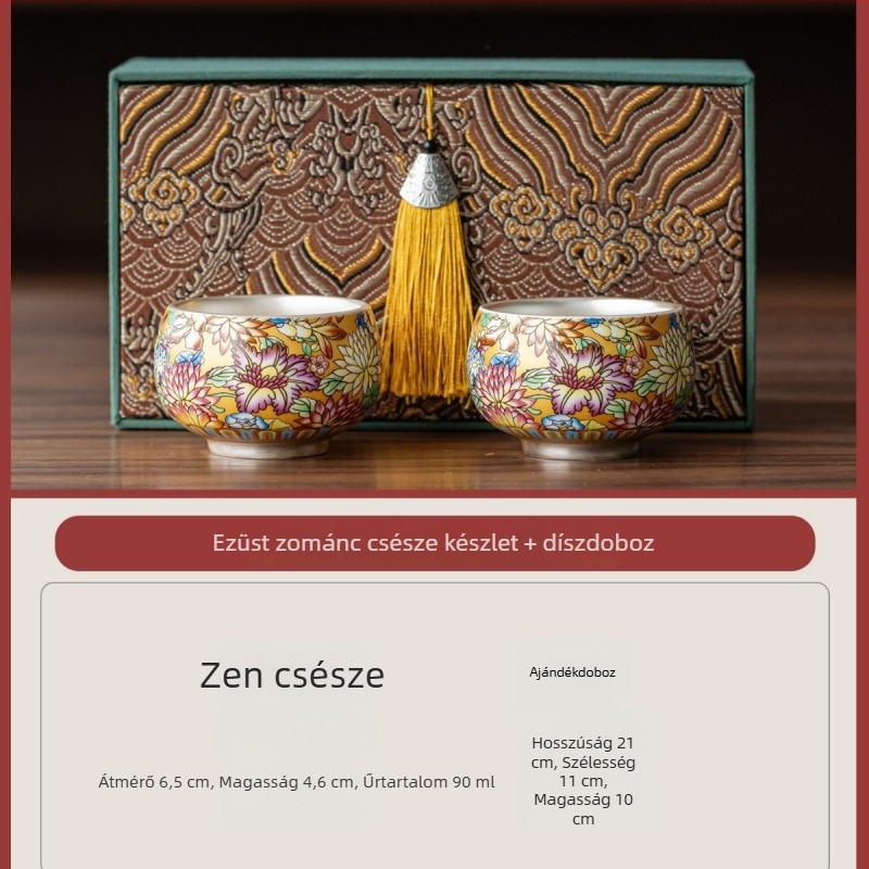 National Treasure Kiln teáscsésze ezüst bevonattal, luxus kerámia teáscsésze díszdobozban, személyre szabott logó