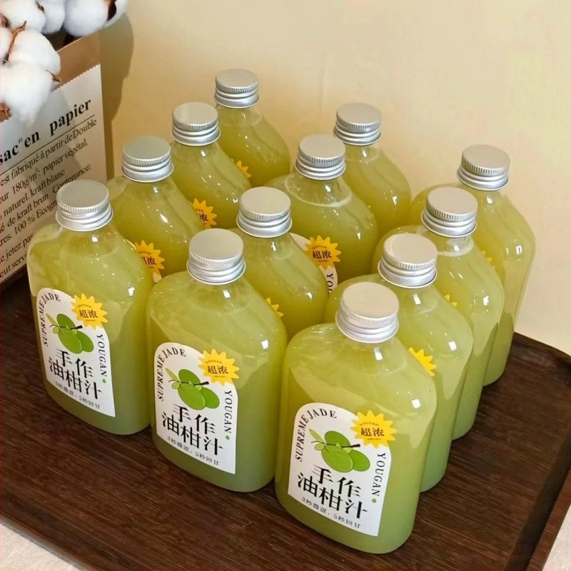 PET karcsúsító palack, egyszer használatos kupakkal, trendi kreatív narancs színű üveg italokhoz, zöldséglé és tejes teahoz, 360 ml, lapos palack