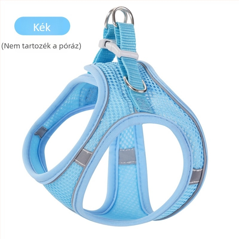 Kis méretű kutya és macska hám-póráz, fényvisszaverő, lélegző nylon, behúzható