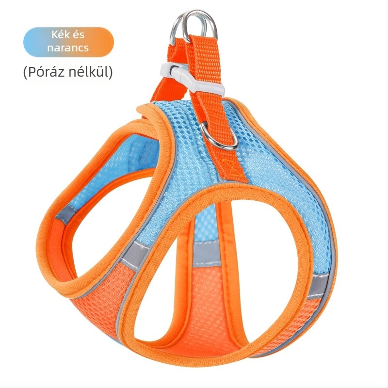 Kis méretű kutya és macska hám-póráz, fényvisszaverő, lélegző nylon, behúzható