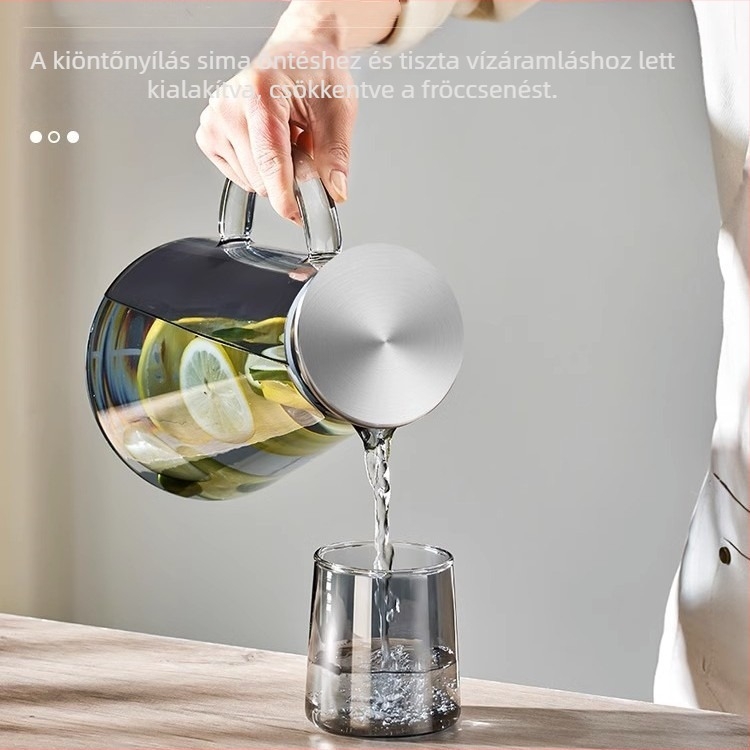 Üvegből készült hidegvíz-kanna, 1800 ml, nagy kapacitás, magas hőmérsékletnek ellenálló, testreszabható, otthoni használatra