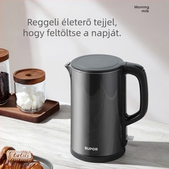 Supor 1.5L-es elektromos vízforraló, 304 rozsdamentes acél, automatikus kikapcsolás, otthoni használatra