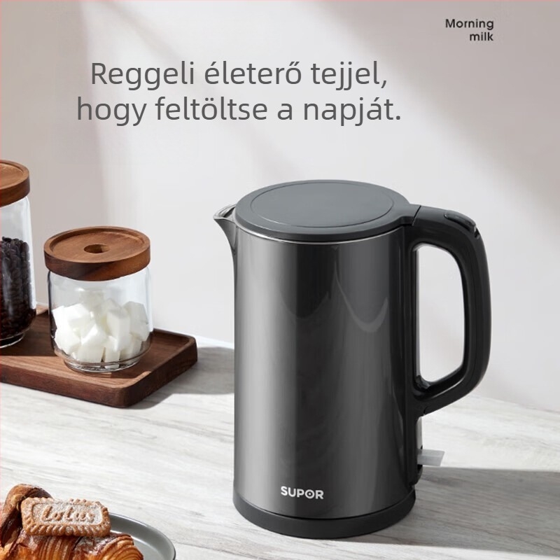 Supor 1.5L-es elektromos vízforraló, 304 rozsdamentes acél, automatikus kikapcsolás, otthoni használatra