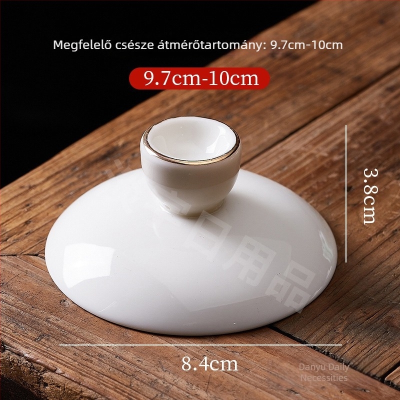 Gongfu teaceremóniához készült kerámia fedeles teás tál – fedéllel, nagy, közepes és kicsi méretben