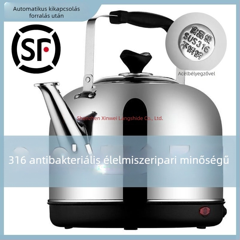 316 rozsdamentes acél elektromos kanna, 10 literes kapacitás, automatikus kikapcsolás, hőszigetelés, sípoló, háztartási használatra