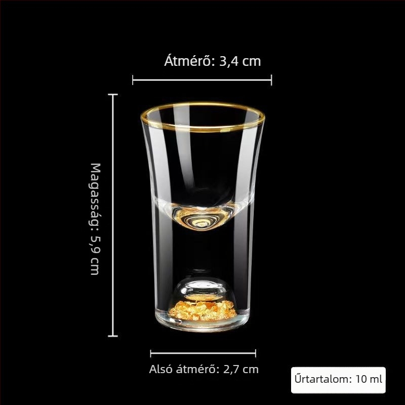 Kínai stílusú kristály spirit pohár arany szegéllyel és aranyfóliával, whiskey pohár