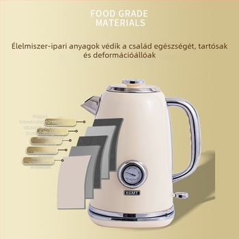 KGMT elektromos vízforraló otthoni használatra, 1,8 L, nagy kapacitású, csendes működés, automatikus kikapcsolás, brit stílus