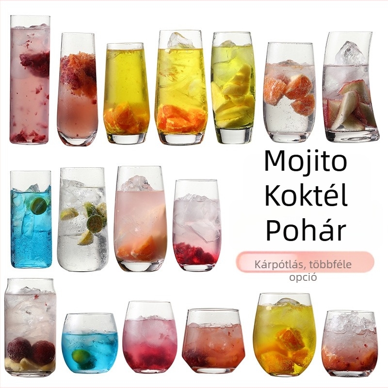 Mojito koktél pohár, Collins / hosszú ital pohár, 300–400 ml, modern minimalista stílus, üveg pohár logóval