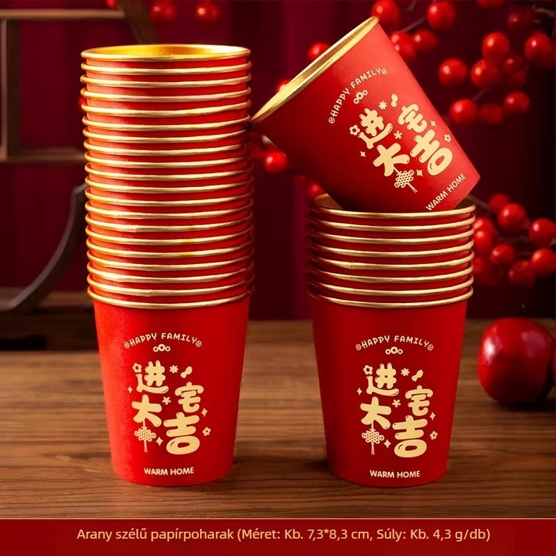 Eldobható papír teás poharak házhoz költözés ceremóniához, 201-300 ml, gyümölcstál dekoráció
