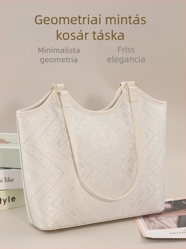 Silver Feather Moonlight - fehér Guangxi Zhuang brokát U-alakú tote táska, női válltáska kínai stílusban, 5610F2
