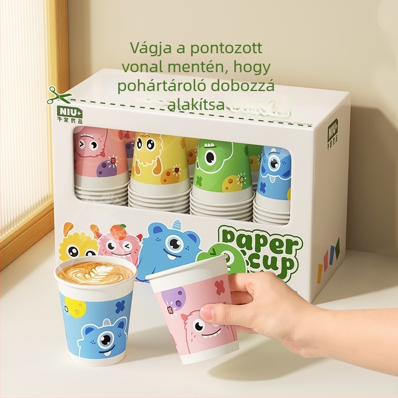 Egyszer használatos vastagított papírpoharak kereskedelmi felhasználásra, forró és hideg italokhoz, égés elleni védelem, szivárgásmentes.