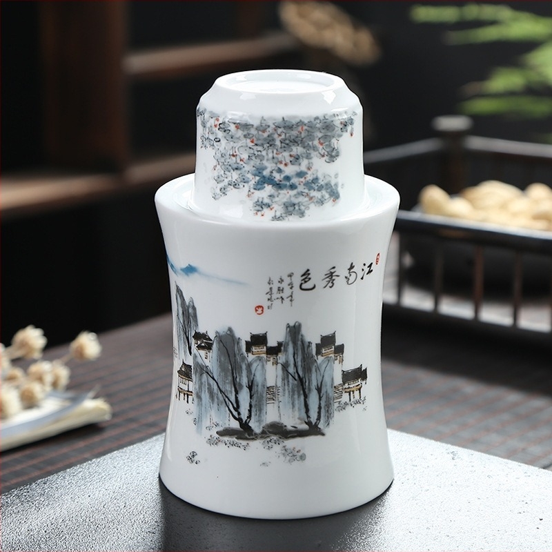 Jingdezhen kerámia bormelegítő készlet – boros kancsó, poharak és bögrék, 2-3 darabos készlet