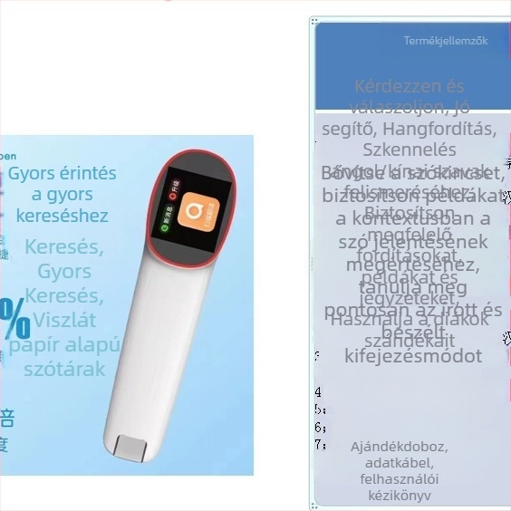Diákkönyv-szótár toll szkennelő tollal és szinkron olvasási megoldással oktatási anyagokhoz
