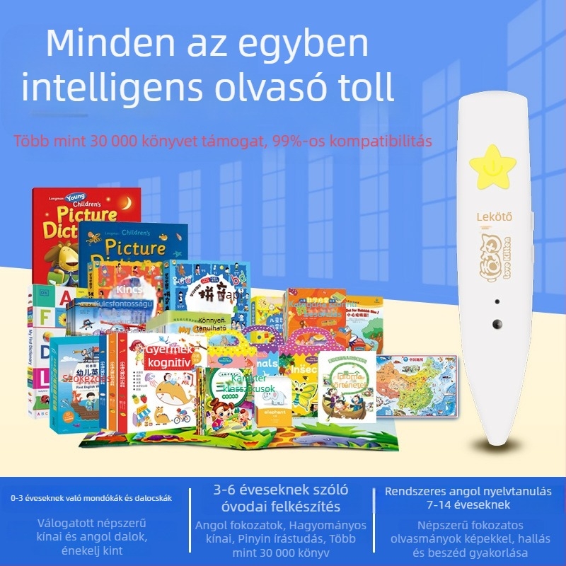 Raz Oxford univerzális olvasó toll gyerekeknek — korai oktatási olvasóeszköz Pinyin és angol nyelvvel (1–6)