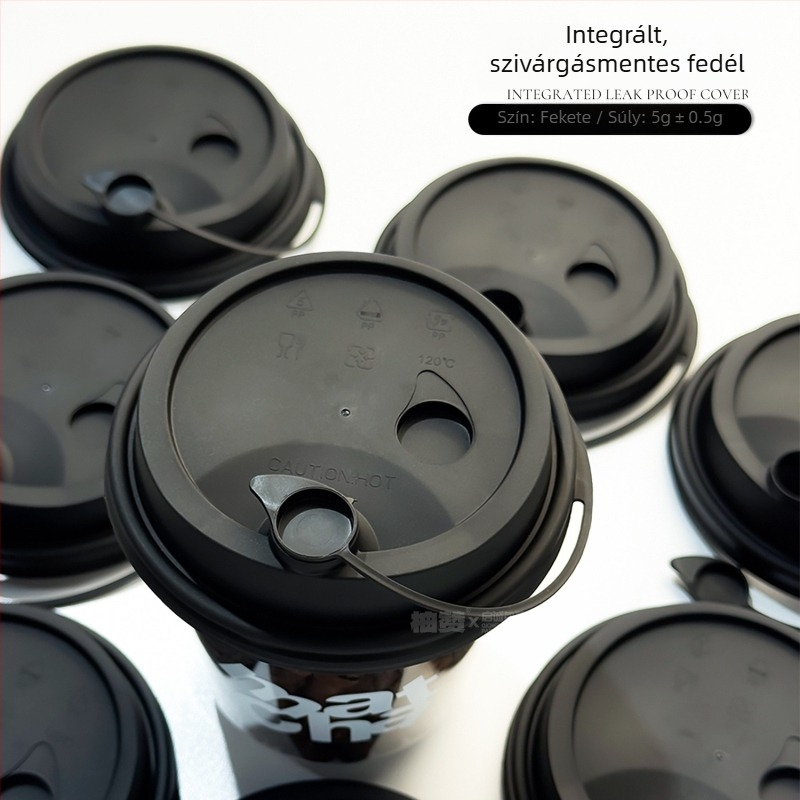 90 mm átmérőjű tejes-tea pohárfedél, integrált injekciós öntéses kialakítás, szivárgásmentes, műanyag, színes összekapcsolt fedél
