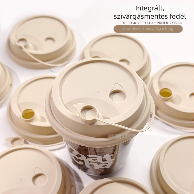 90 mm átmérőjű tejes-tea pohárfedél, integrált injekciós öntéses kialakítás, szivárgásmentes, műanyag, színes összekapcsolt fedél