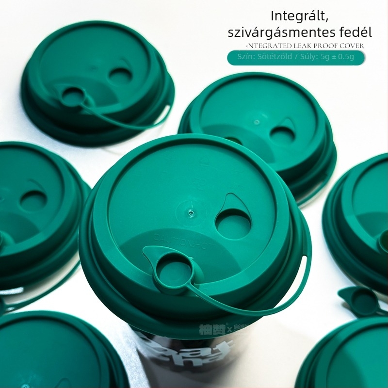 90 mm átmérőjű tejes-tea pohárfedél, integrált injekciós öntéses kialakítás, szivárgásmentes, műanyag, színes összekapcsolt fedél