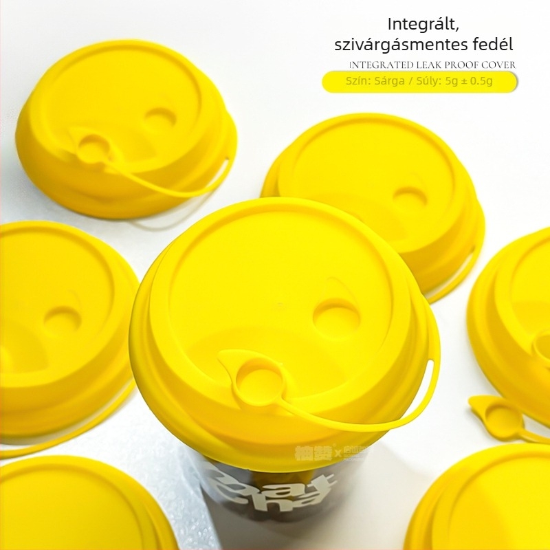 90 mm átmérőjű tejes-tea pohárfedél, integrált injekciós öntéses kialakítás, szivárgásmentes, műanyag, színes összekapcsolt fedél