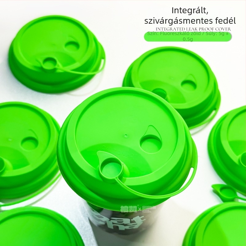 90 mm átmérőjű tejes-tea pohárfedél, integrált injekciós öntéses kialakítás, szivárgásmentes, műanyag, színes összekapcsolt fedél
