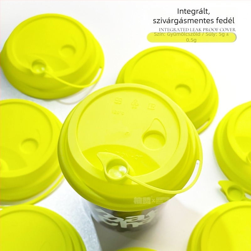 90 mm átmérőjű tejes-tea pohárfedél, integrált injekciós öntéses kialakítás, szivárgásmentes, műanyag, színes összekapcsolt fedél