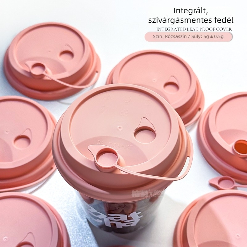 90 mm átmérőjű tejes-tea pohárfedél, integrált injekciós öntéses kialakítás, szivárgásmentes, műanyag, színes összekapcsolt fedél
