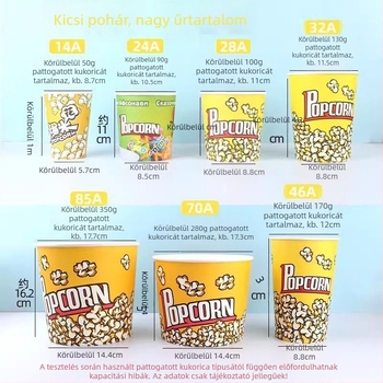 Mini egyszer használatos kerek popcorn vödör sárga vastag papírból, mozihoz