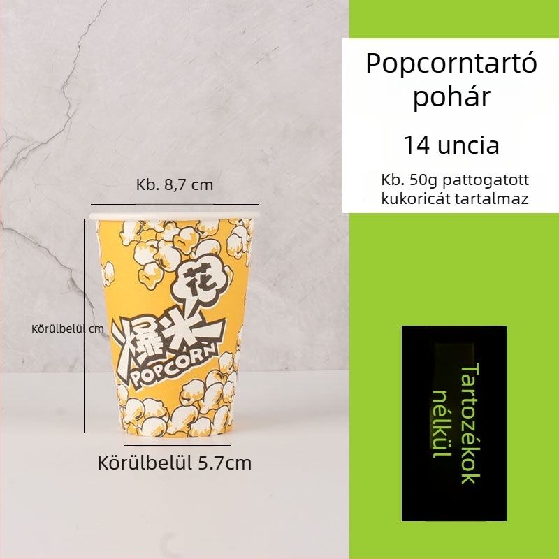 Mini egyszer használatos kerek popcorn vödör sárga vastag papírból, mozihoz