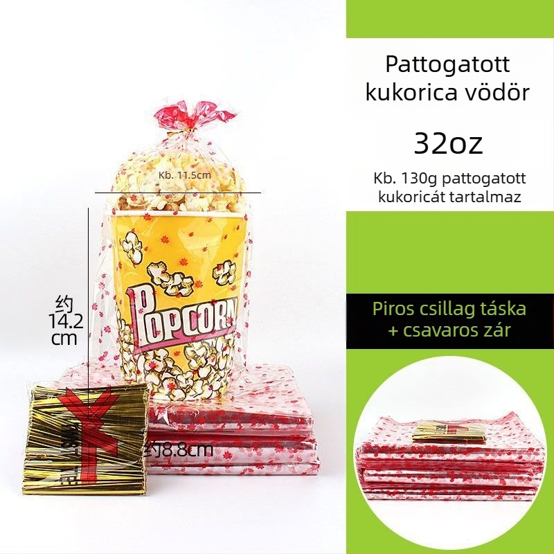 Mini egyszer használatos kerek popcorn vödör sárga vastag papírból, mozihoz