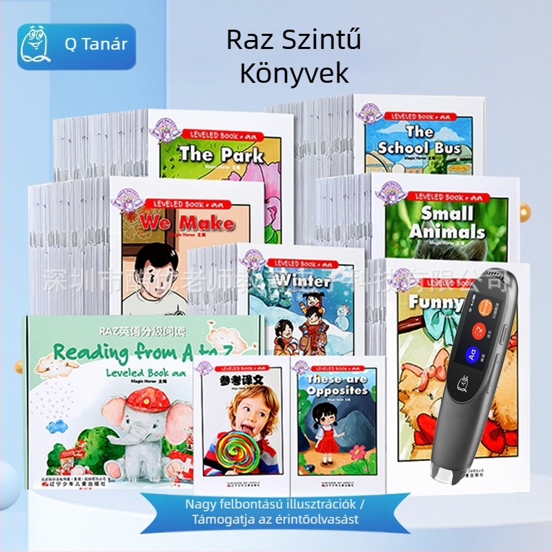 Raz English AA szintű illusztrált olvasókönyv szkennelő tollal és fordító szótárral (modell Q-74)