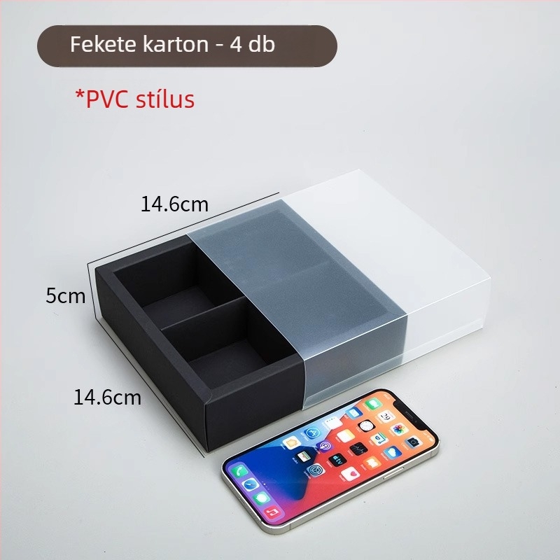 Kraft papírból készült fiókos doboz, 6-8 rekesz, PVC matt felülettel, sütemények és teajándékok számára