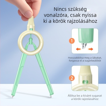 Digitális kijelzős körző és vonalzó diákok számára
