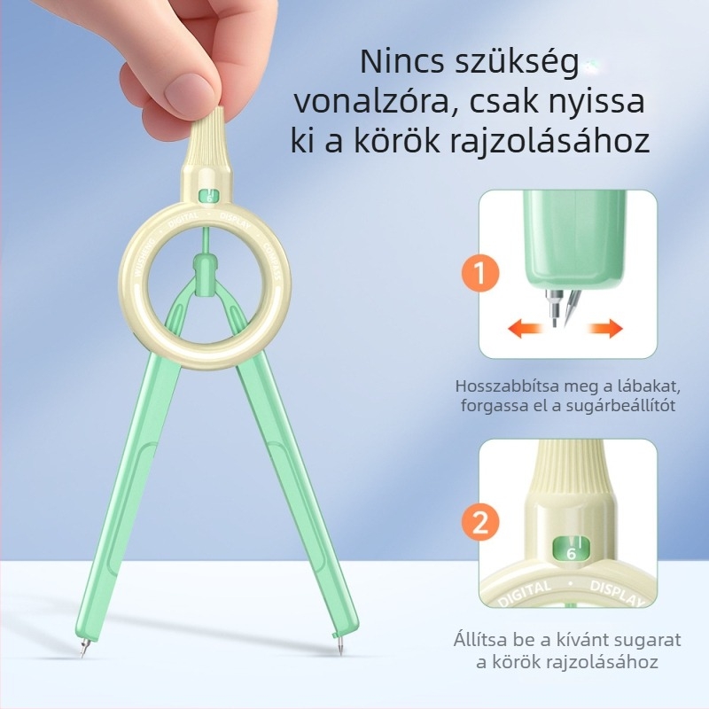 Digitális kijelzős körző és vonalzó diákok számára