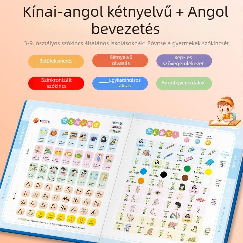 Angol szavak hangoskönyve 1–9. osztályhoz — szinkronizált olvasás és kiejtés fejlesztő eszköz
