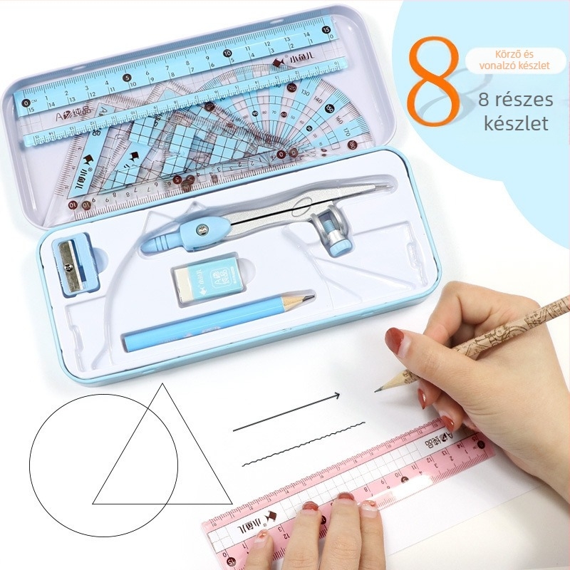 Iskolai körzőkészlet vasból, geometriához való eszközök 2220