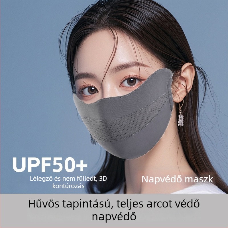 Női nyári vékony, légáteresztő ice silk UV-védelmes teljes arcmaszk