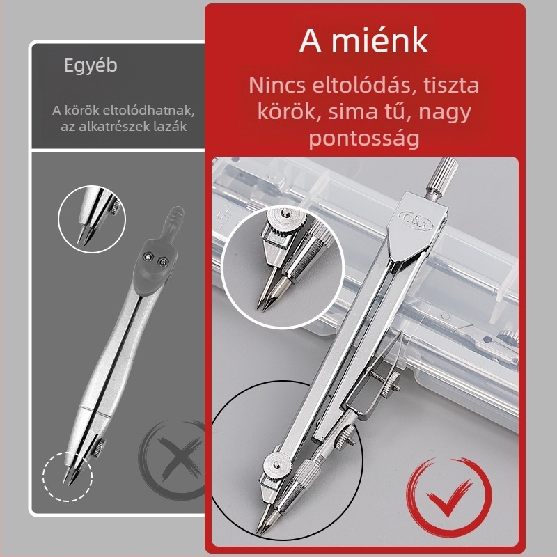 Fém körző készlet vizsgára és mérnöki rajzhoz – nagy körző