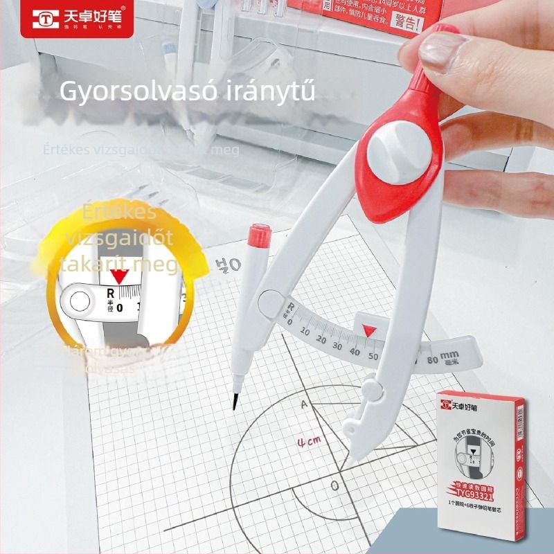 Tianzhuo körző skálával és jelölésekkel, strapabíró középiskolások számára, ideális a hatodik osztályos matematika, rajz és vizsgákhoz